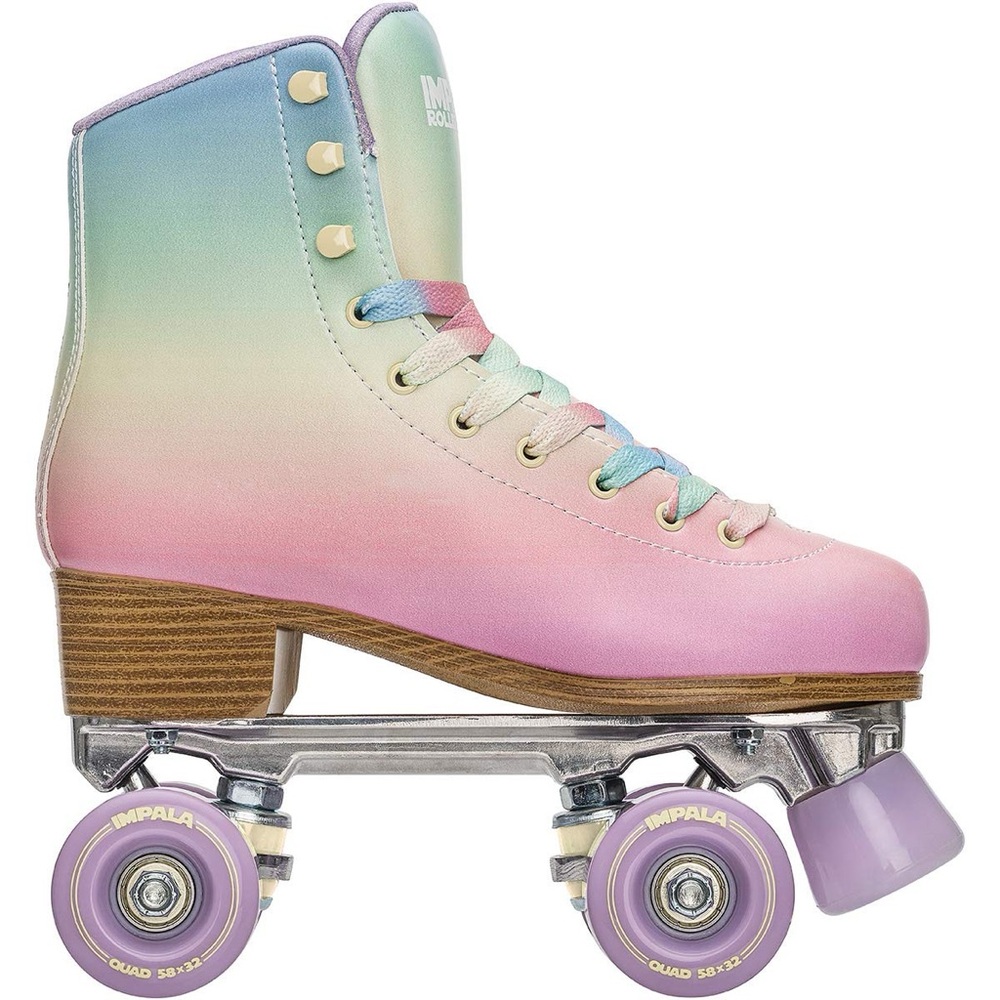 Pink and Blue High-Top Roller Skates with Retro Design